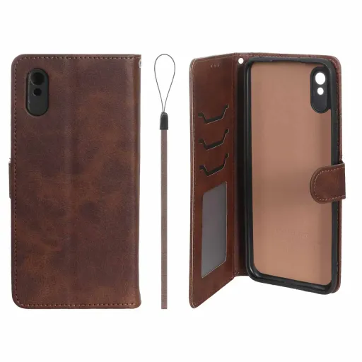 کیف موبایل مگنتی درجه یک داخل خز MNC Plus مدل Xiaomi Redmi 9A / Redmi 9A Sport / Redmi 9AT رنگ قهوه ای