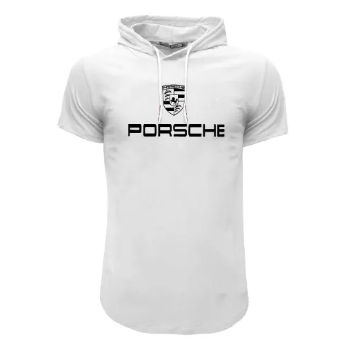 تیشرت کلاه دار مردانه طرح porsche  مدل  f 8057 رنگ مشکی