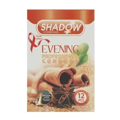 کاندوم خاردار و روان کننده دارچینی شادو SHADOW EVENING بسته 12 عددی