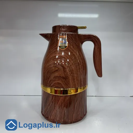 فلاسک 2 لیتری سکندر لمتید طرح چوب با مخزن شیشه صورتی (پسکرایه) رنگ چوب روشن