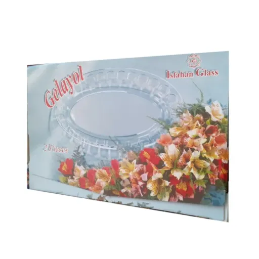 دیس شیشه و بلور اصفهان مدل 8596 سری گلایل مجموعه دو عددی رنگ بی رنگ شفاف