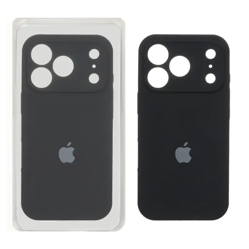 قاب سیلیکونی پاک کنی محافظ لنزدار اورجینال Apple iPhone 17 Pro (پک اصلی) رنگ مشکی