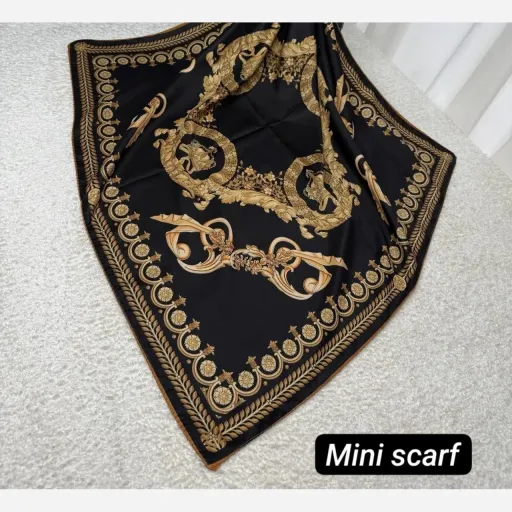 مینی اسکارف توییل گل گندم روبرتو(دورنگ) رنگ سفید