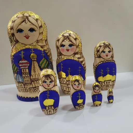 عروسک ماتریوشکا 23 سانتی 7 تکه جمع چوبی واردات روسیه 