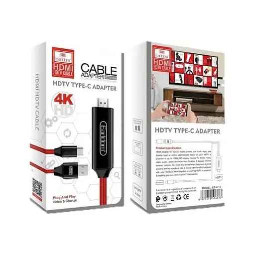 کابل اتصال گوشی به تلوزیون 4k ارلدام مدل w12 تایپ سی مدل گوشی آیفون ۱۵ پرو و پرومکس