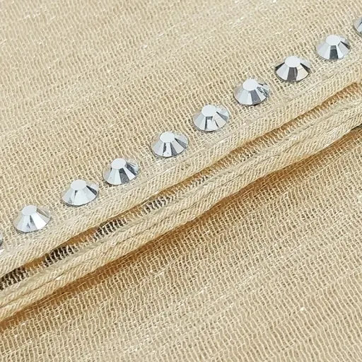 شال ژان ژان با حاشیه نگین رنگ کرم (A0412)