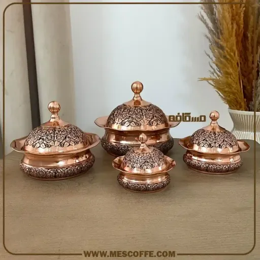 سرویس پذیرایی مسی نانو(مدل گل رز بدون پایه) | نوع محصول درب دار | سایز سایز4