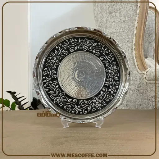 سینی مجمع مسی کروم شده(گل یاس/کد1877)
