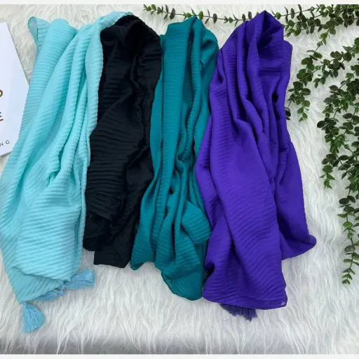 شال نخی ساده آناهیتا کد 918 قواره 220×80 سانت بدون آبرفت و رنگ رفت گزینه ها سبزابی