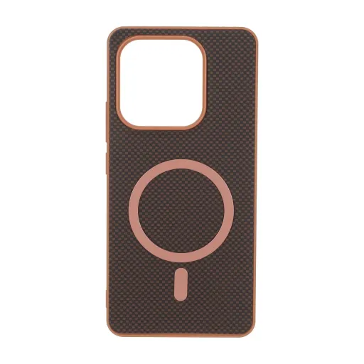 قاب مگ سیف شیائومی طرح شطرنجی Magnet فلزی Xiaomi Redmi Note 14 4G - قهوه ای