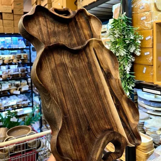 سینی چوبی دفرمه دو خانه