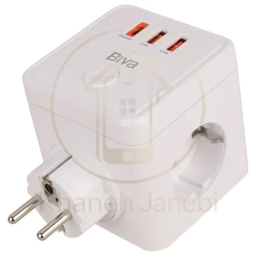 چند راهی برق و شارژر بیوا Biva PS-07 Power Strip دارای 3 پورت
