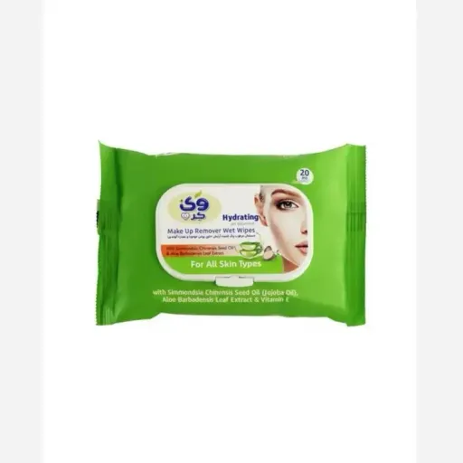  دستمال مرطوب آرایشی وی کر حاوی عصاره آلوئه ورا و روغن جوجوبا بسته 20 عددی