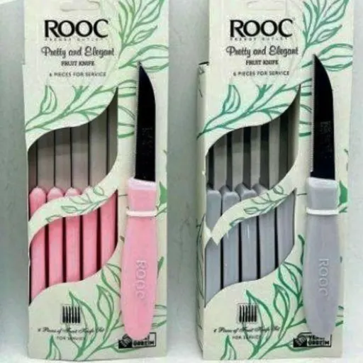 کارد روک Rooc کارد میوه خوری6تایی تیغه تُرک(چاقو) رنگ طوسی