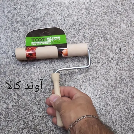 وردنه چوبی دسته دار 15cm ( وردنه غلطکی)