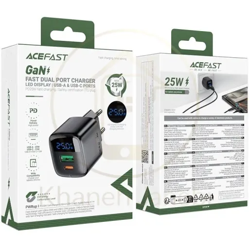 شارژر دیواری ایس فست ACEFAST A114 PD25W GaN Fast Charger توان 25 وات