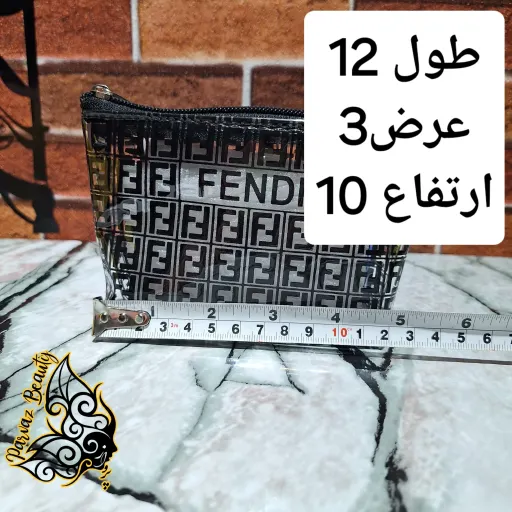 کیف لوازم آرایشی طلقی طرح دار مشکی (دارای زیپ و بند) شماره 3