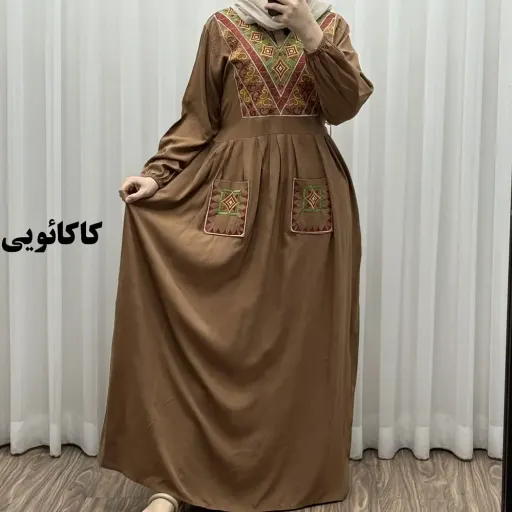 پیراهن ساحلی نخی گلدوزی شده مدل شارلوت فری سایز مناسب تا 46 گزینه ها مشکی