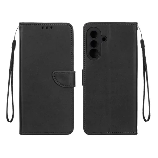 کیف موبایل چرمی مگنتی جاکارتی و محافظ لنزدار سامسونگ مدل Samsung Galaxy A37 رنگ مشکی