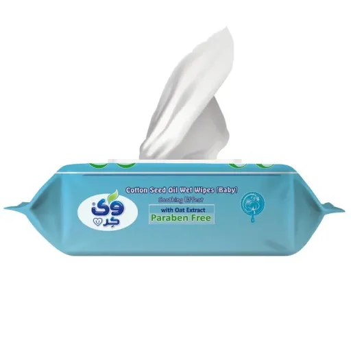 دستمال مرطوب کودک وی کر مدل عصاره جو و روغن پنبه دانه 6 بسته 72 عددی