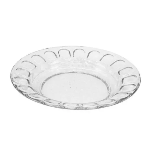 بشقاب خورش خوری شیشه و بلور اصفهان مدل گلایل کد 75 بسته 6 عددی رنگ بی رنگ شفاف