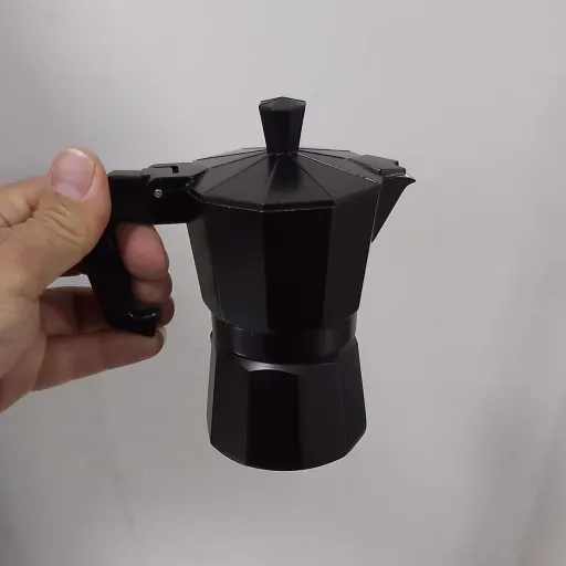 موکاپات 2 کاپ مشکی چدن(قهوه ساز دستی)قهوه جوش ساده سوپاپ ایتالیایی قهوه جوش دستی(2نفره)