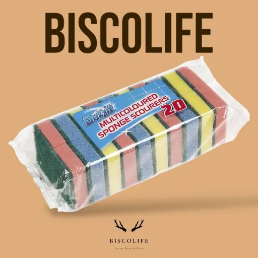 اسکاچ ظرفشویی رنگی دوزیت انگلیس Duzzit Multicoloured Sponge Scourers بسته 20 عددی