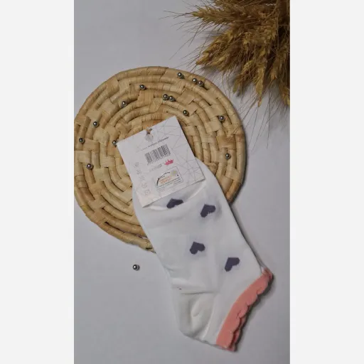 جوراب پنبه لب کنگره طرح سبزخرسی