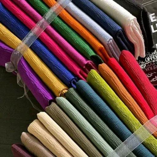 شال برشکا ساده نخی رنگبندی 12 رنگ شال رنگی   جنس ایرانی نود
