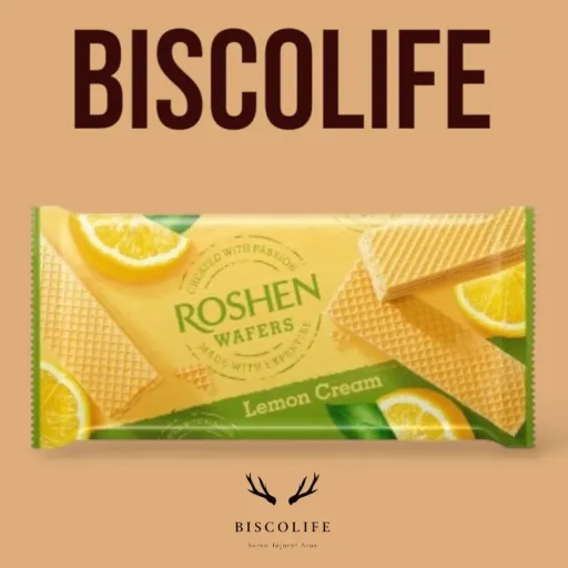 ویفر کرم لیمویی روشن Roshen مدل Lemon Cream وزن 216 گرم