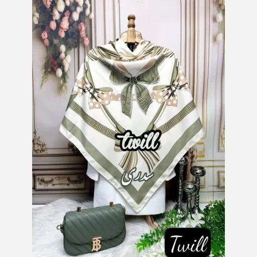 روسری ابریشم توییل روبان نل رنگ آبی
