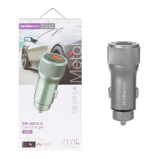 شارژر فندکی سوپر فست دو پورت UltraSUR مدل U-B1 48W - (PD30W+USB18W)