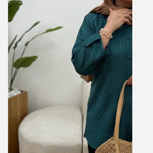 شومیز مانتویی گیسوان رنگ سبز