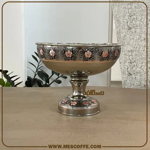 آجیل خوری مسی پایه دار(گل سرخ/کد1862)