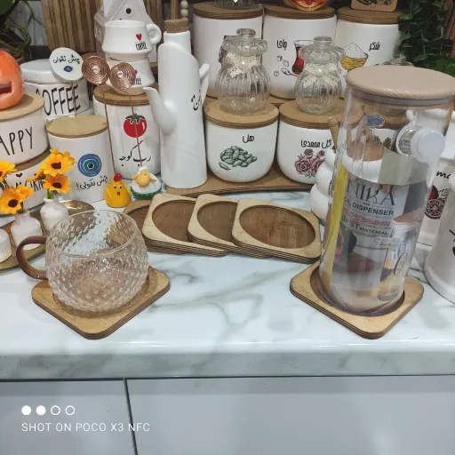 زیر روغنی ،ماگ چوبی طرح مربع