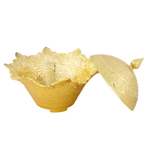 قندان برنجی مدل گرد برند زارا ساخت ترکیه رنگ طلایی تعداد: 1