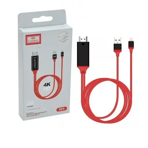 کابل اتصال گوشی به تلوزیون 4k ارلدام مدل w5 لایتنینگ