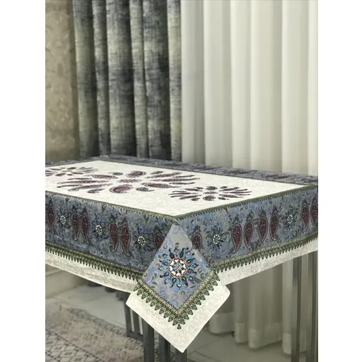ترمه سه گل 4 نفره طوسی