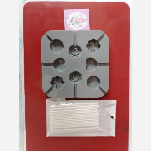 قالب سیلیکونی آبنبات همراه بسته 50 تایی نی 10 سانت 
