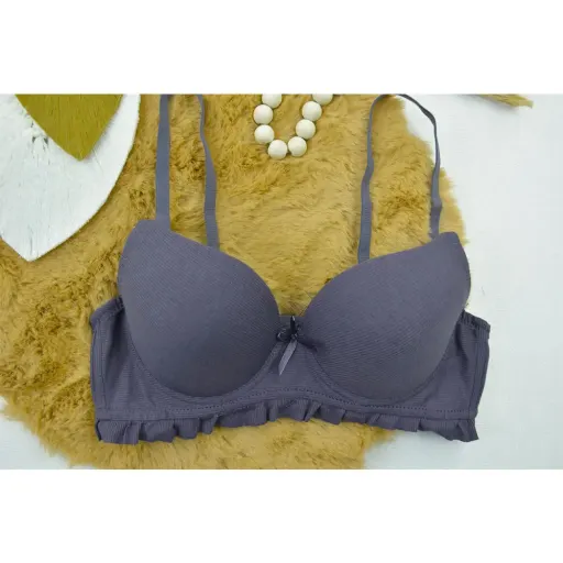 سوتین زنانه اسفنجی جک دار فنردار طرح کبریتی چین دار کد 10848 گزینه ها سایز SIZS 90 | مشکی