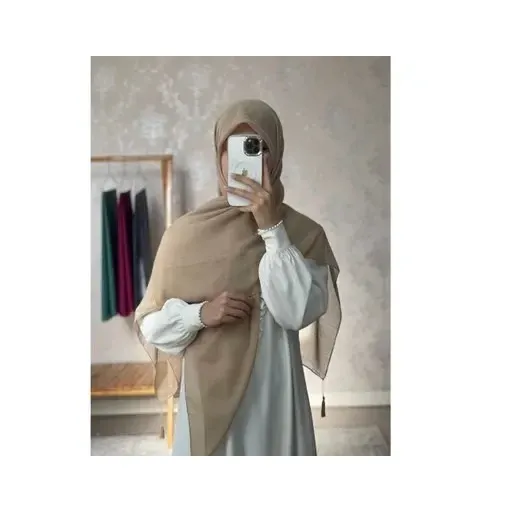 روسری نخی سوپر نخ ساده منگوله دار سایز 120*120 قواره 120
