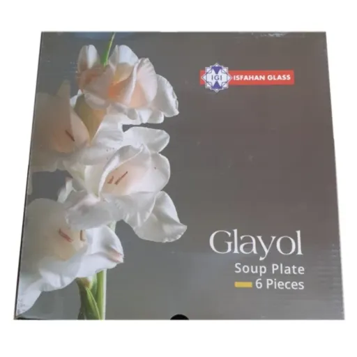 بشقاب خورش خوری شیشه و بلور اصفهان مدل گلایل کد 5896 مجموعه 6 عددی رنگ بی رنگ شفاف