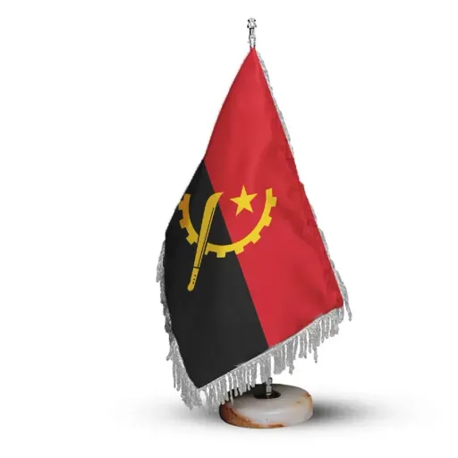 پرچم رومیزی کشور آنگولا ریشه زرد با پایه سنگی افراتوس