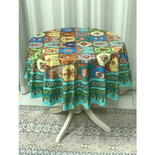 چهل تیکه دایره قطر 140 فیروزه ای
