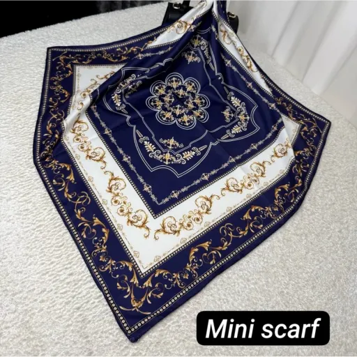مینی اسکارف توییل گلچینه(دورنگ) رنگ سورمه ای