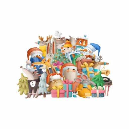 استیکر دیواری حیوانات جنگل در جشن و شادی - کد W040 سایز عرض 70 - ارتفاع 60 سانتیمتر