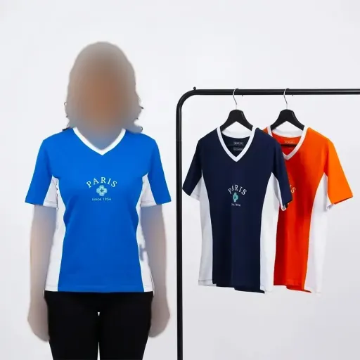 تیشرت اسپرت زنانه طرح paris جنس پنبه یقه گرد تک سایز گزینه ها سرمه ای