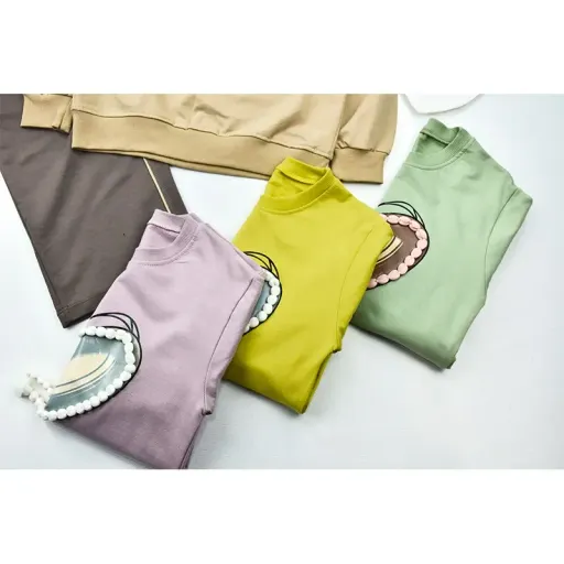 بلوز شلوار بگ دخترانه طرح قلبی جنس پنبه ای مناسب پاییز و زمستان گزینه ها سایز 7تا8سال(سایز50) | کرم
