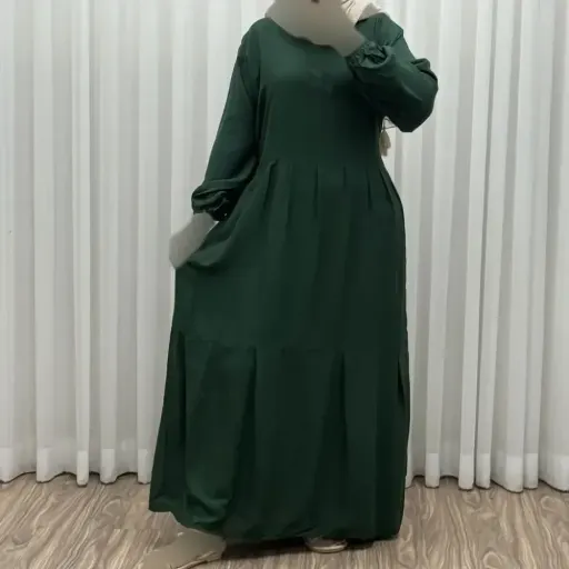 پیراهن ساحلی زنانه مدل آیدا نخی فری سایز با کمربند گزینه ها زرشکی
