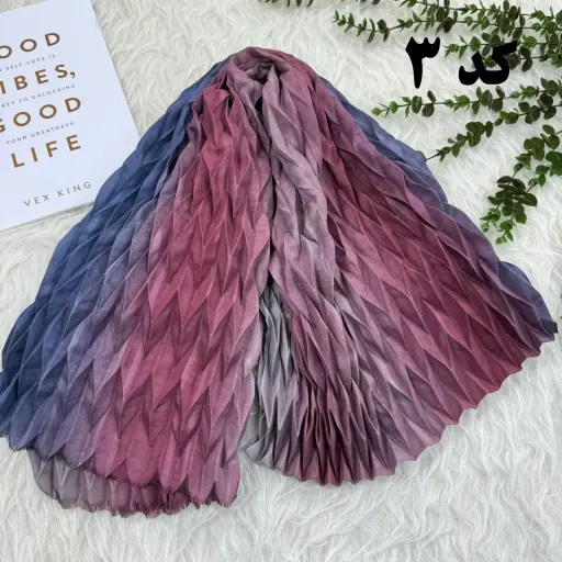 شال پلیسه طیفی کد 1004 نخی قواره 210x80 سانتیمتر بدون آبرفت و رنگ رفت گزینه ها کد-3